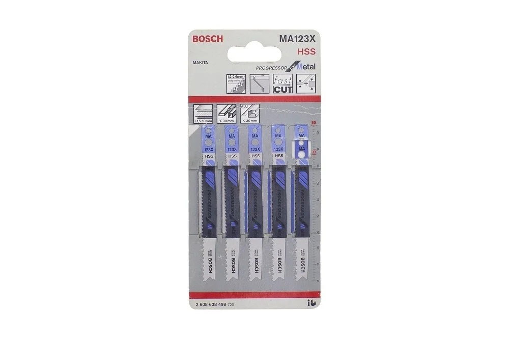 [K5-REF00179] Pack de 5 lames Bosch de scie sauteuse MA123X Hss Métal (2608638498)