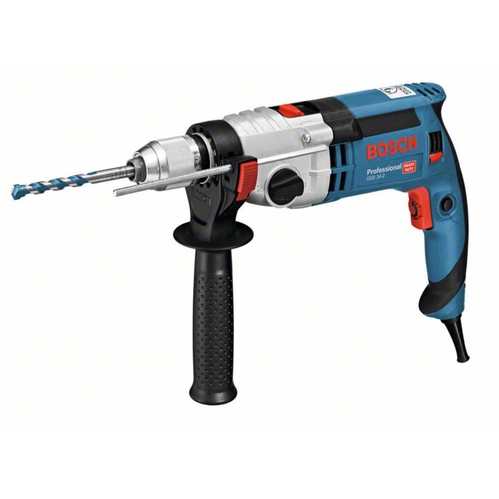 Perceuse à percussion Bosch GSB 24-2 Professional - 1100 W - 2 vitesses - Mandrin 13 mm - 40 Nm