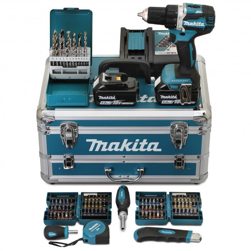 [H3-REF00683] Makita - Perceuse Visseuse 54NM BL1850X2 + 96 PièCES Bit Set DDF484RTX6